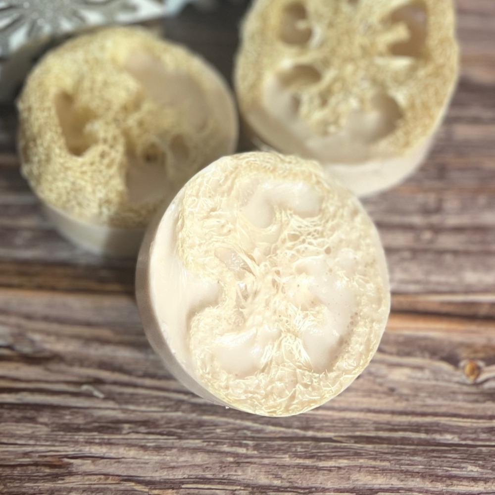 Hand Crafted Loofah Soap ~ Hazelnut Cream (1)